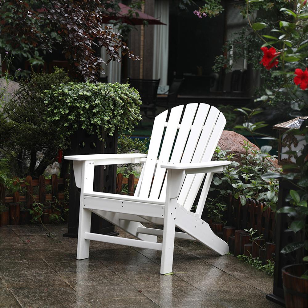 All Weather Recycled Plastic Outdoor Adirondack Chair  White. Picture 2