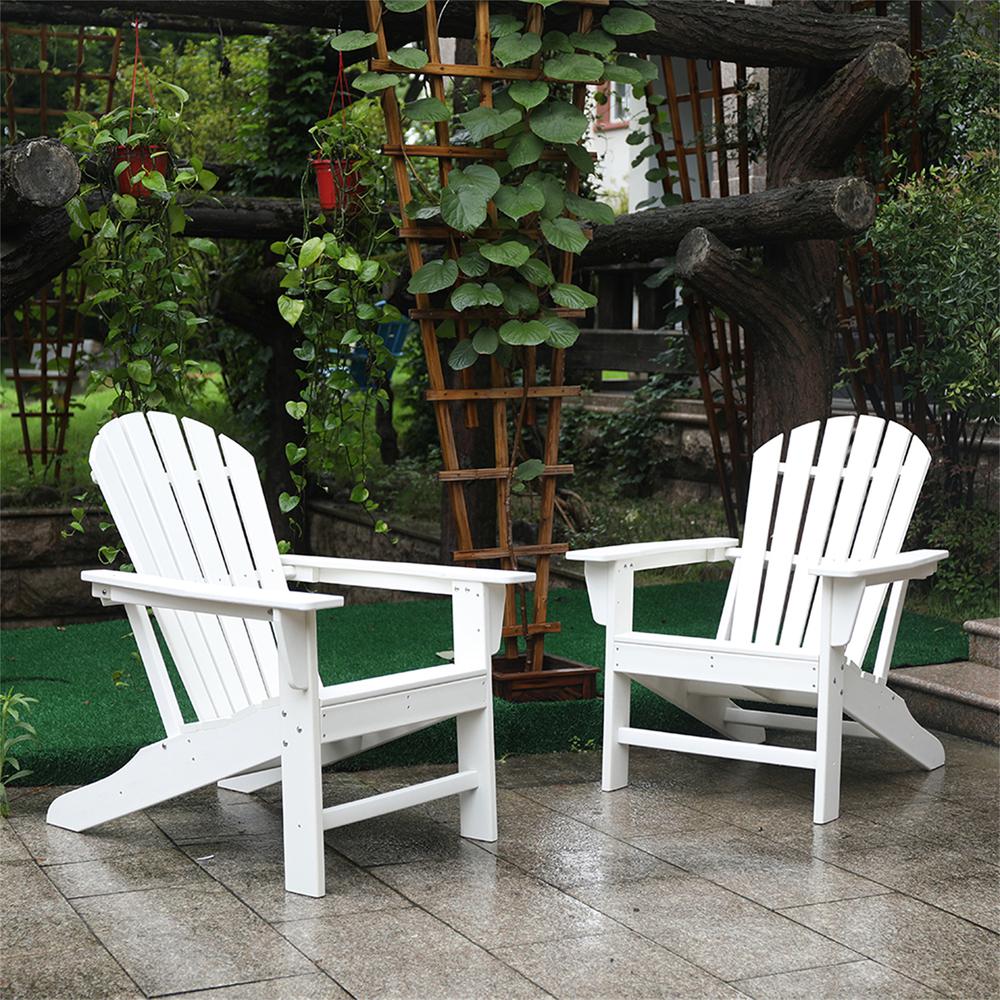 All Weather Recycled Plastic Outdoor Adirondack Chair  White. Picture 3