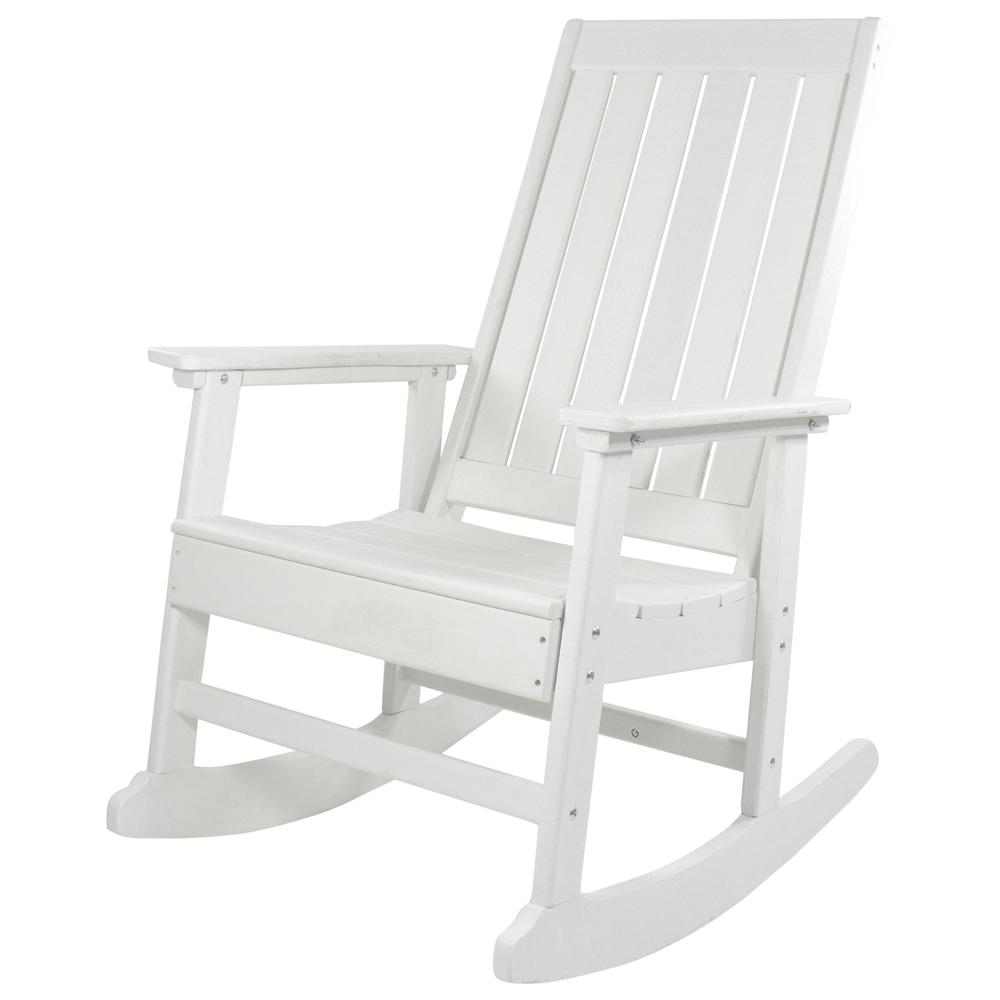 All Weather Recycled Plastic Outdoor Rocking Chair  White. Picture 1