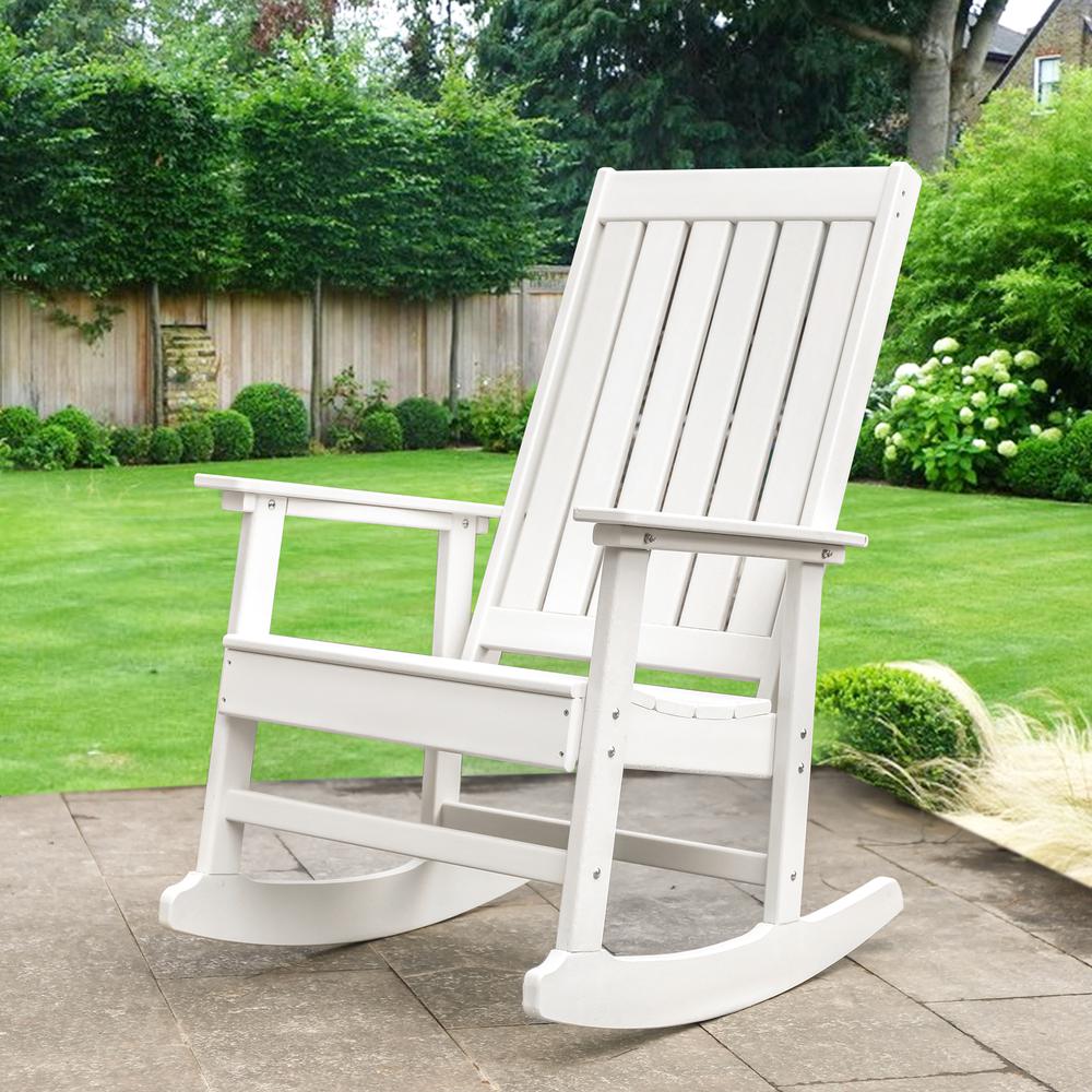 All Weather Recycled Plastic Outdoor Rocking Chair  White. Picture 2