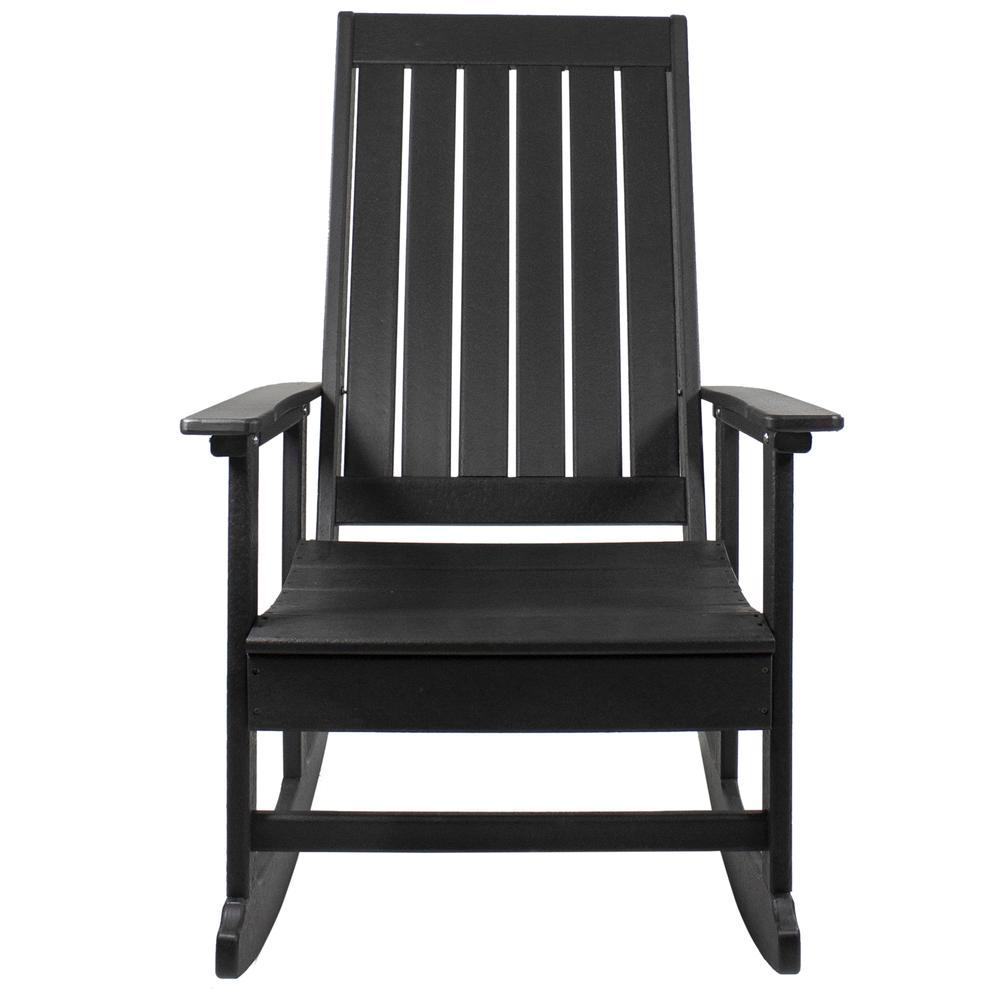 All Weather Recycled Plastic Outdoor Rocking Chair  Black. Picture 3