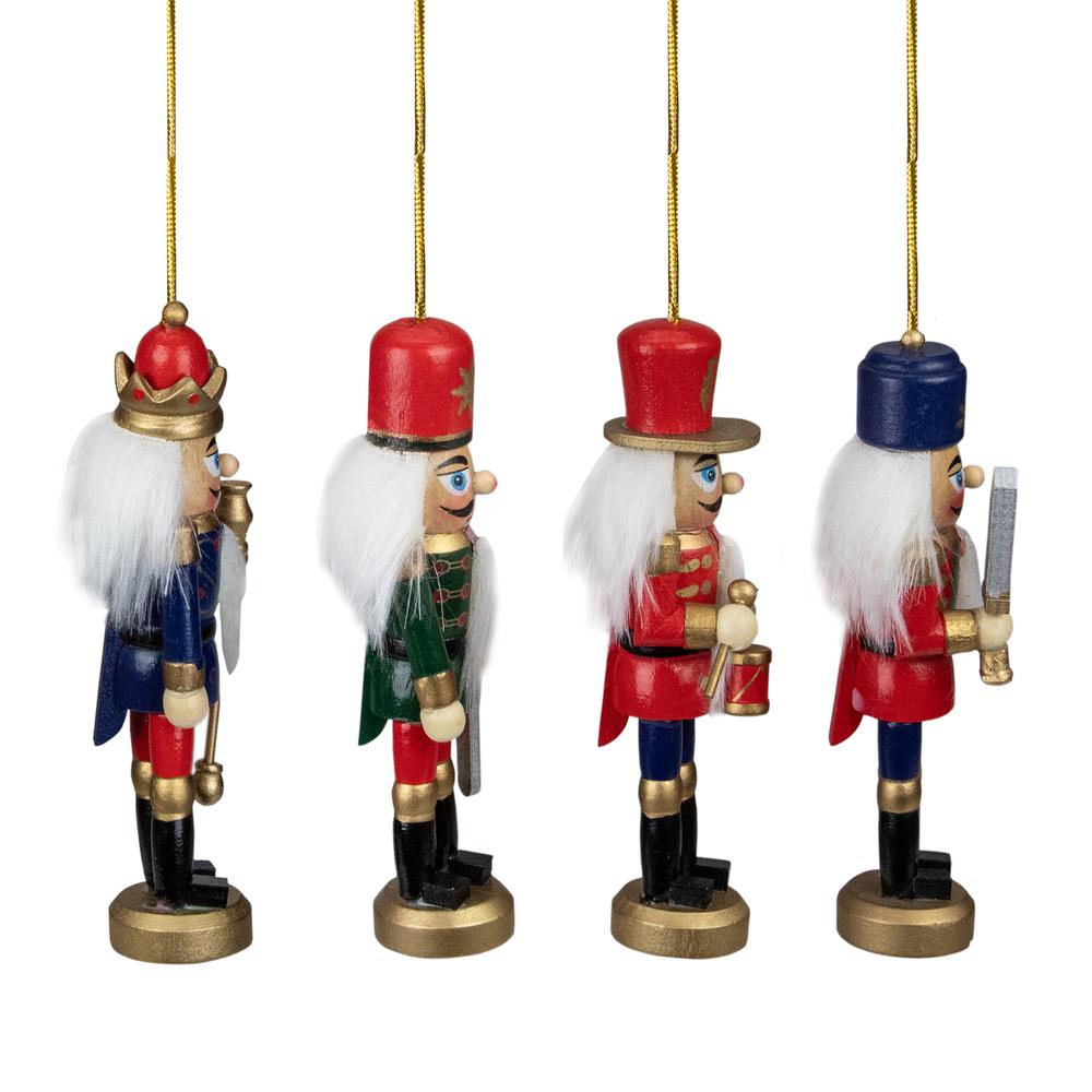 Set of 4 Red and Green Christmas Nutcracker Ornaments - 5". Picture 3