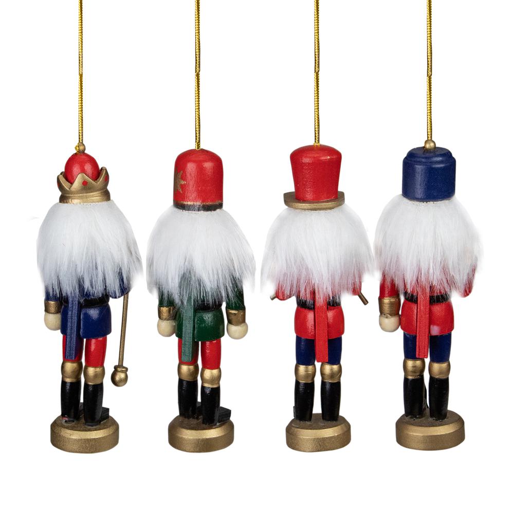 Set of 4 Red and Green Christmas Nutcracker Ornaments - 5". Picture 4