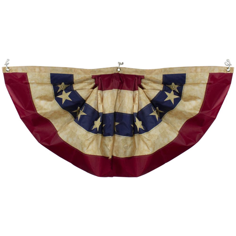 Patriotic Americana Tea-Stained Pleated Bunting Flag 24" x 48". Picture 1