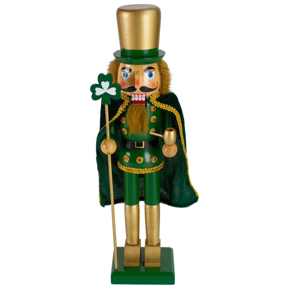 15" Green and Gold Luck of the Irish Christmas Nutcracker. Picture 1