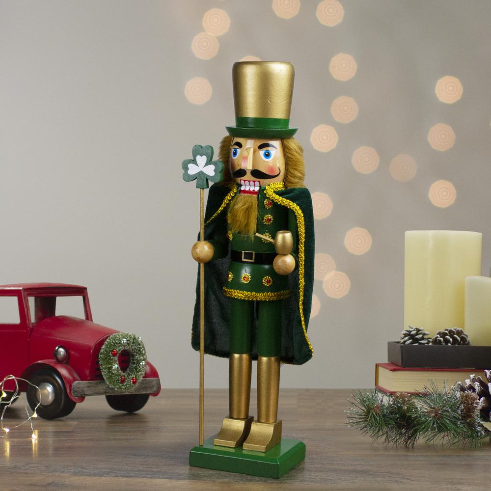 15" Green and Gold Luck of the Irish Christmas Nutcracker. Picture 2