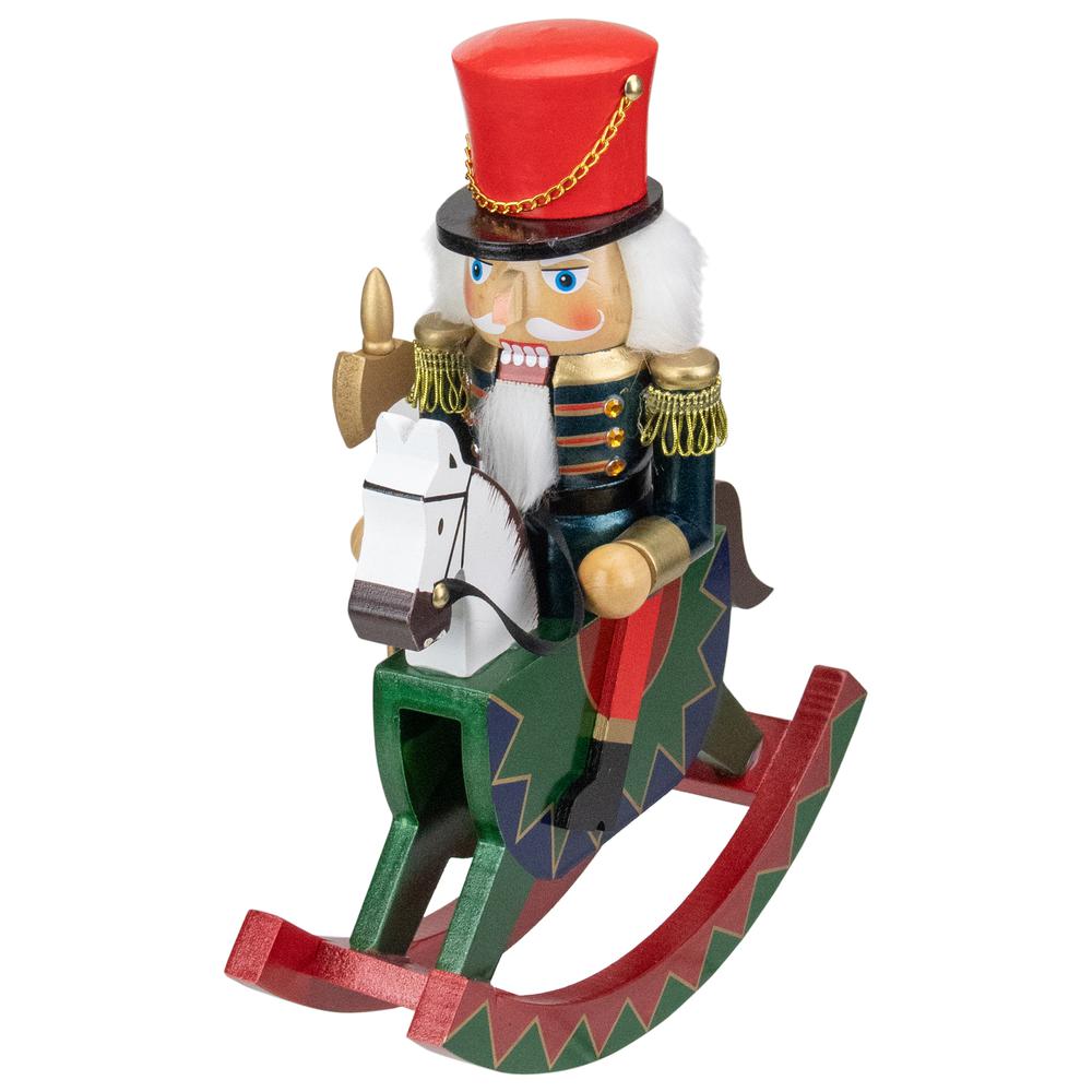 11.5 Red and Blue Christmas Nutcracker Soldier on Rocking Horse. Picture 1