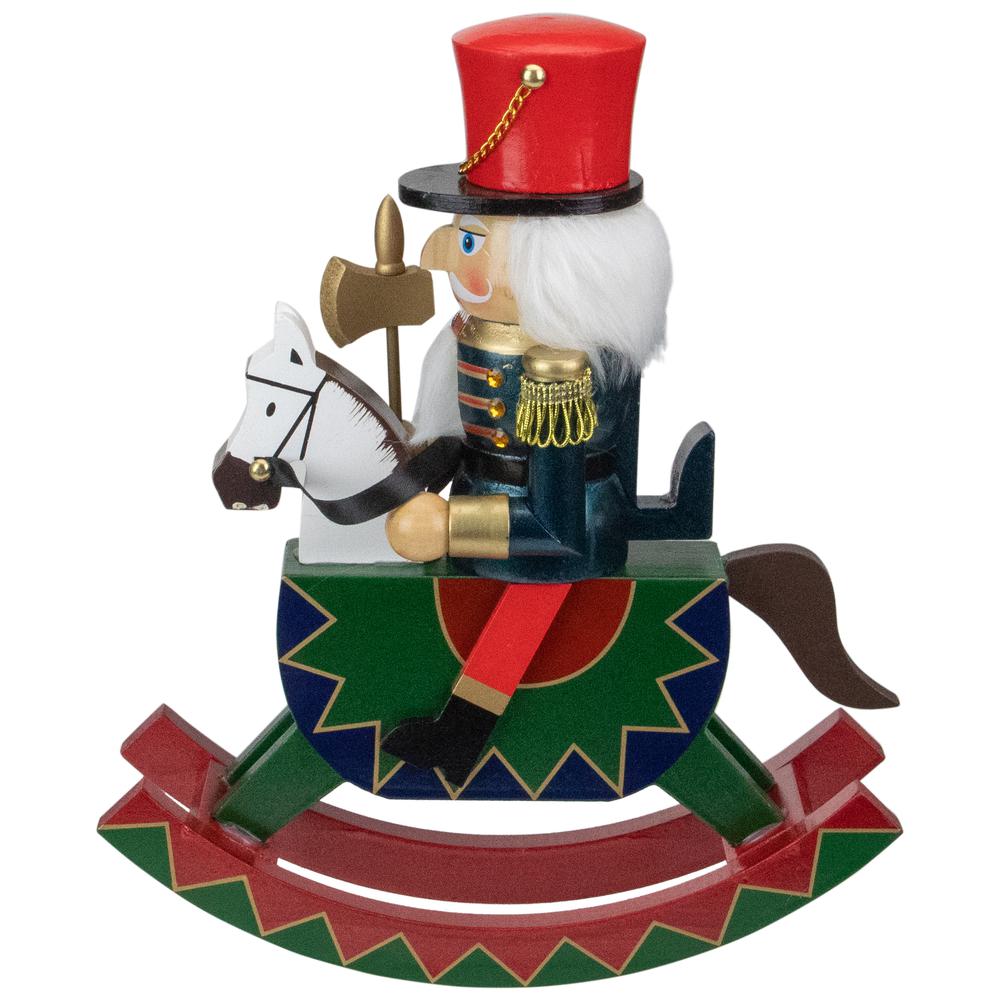 11.5 Red and Blue Christmas Nutcracker Soldier on Rocking Horse. Picture 4