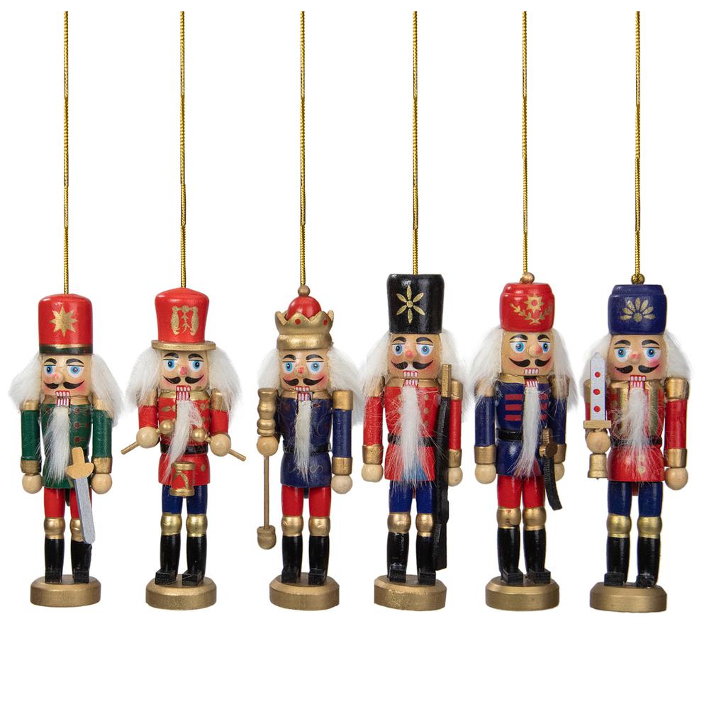 6-Count Red and Blue Classic Nutcracker Christmas Ornaments - 5.25 Inches. Picture 1