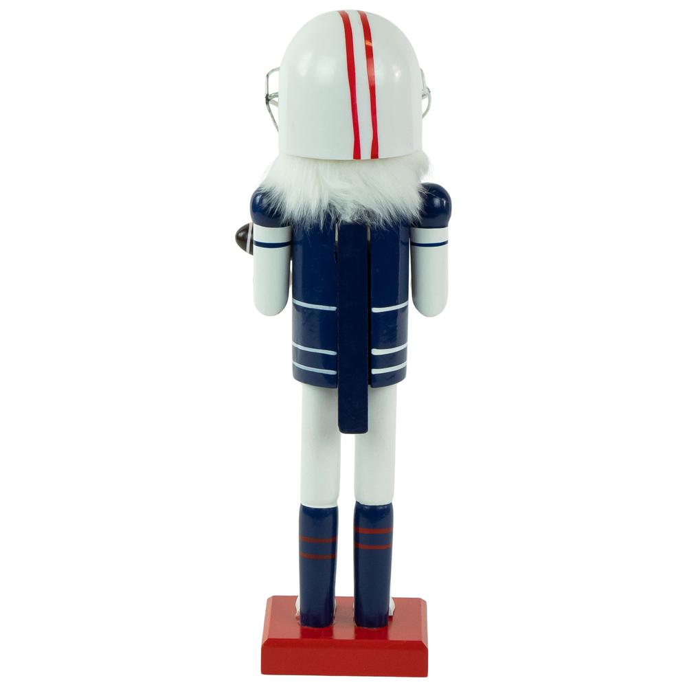 14" Red and White Wooden Christmas Nutcracker Football Player. Picture 5