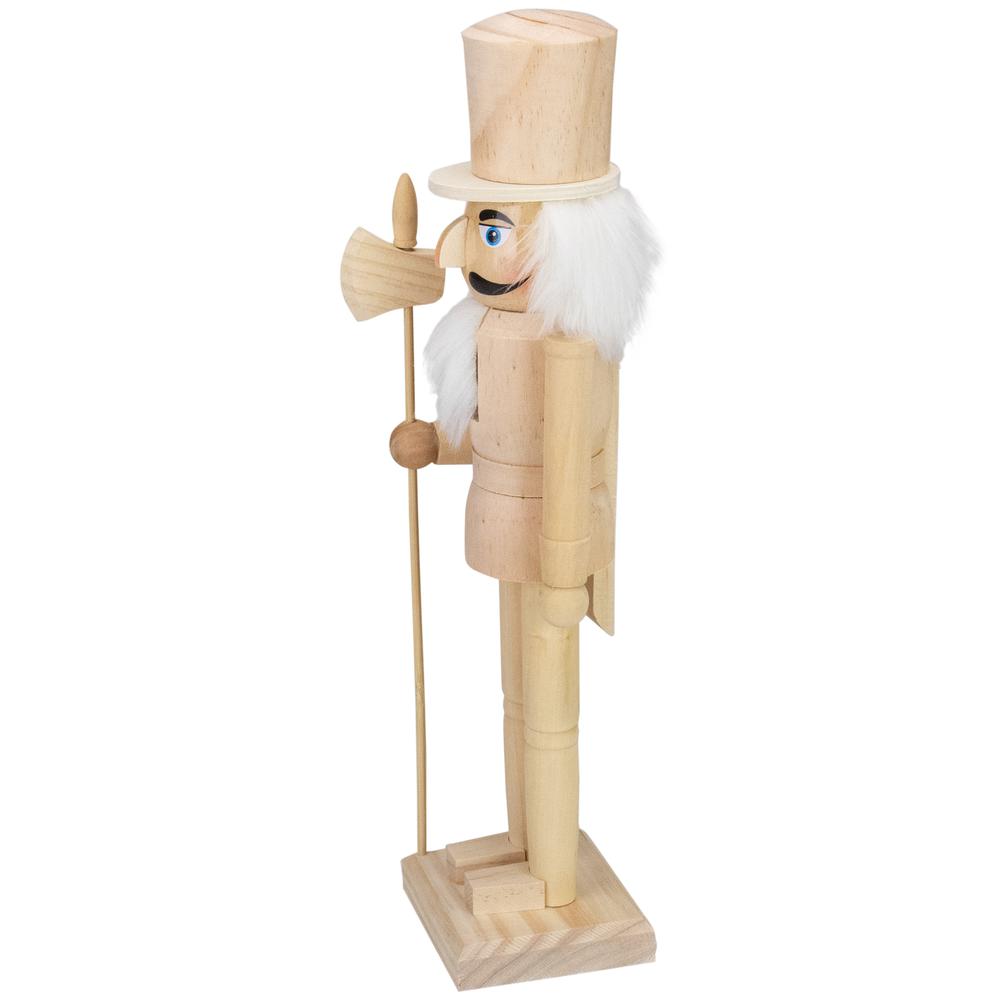 15" Unfinished Paintable Wooden Christmas Nutcracker with Scepter. Picture 3