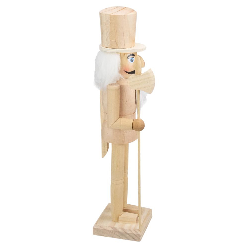 15" Unfinished Paintable Wooden Christmas Nutcracker with Scepter. Picture 4