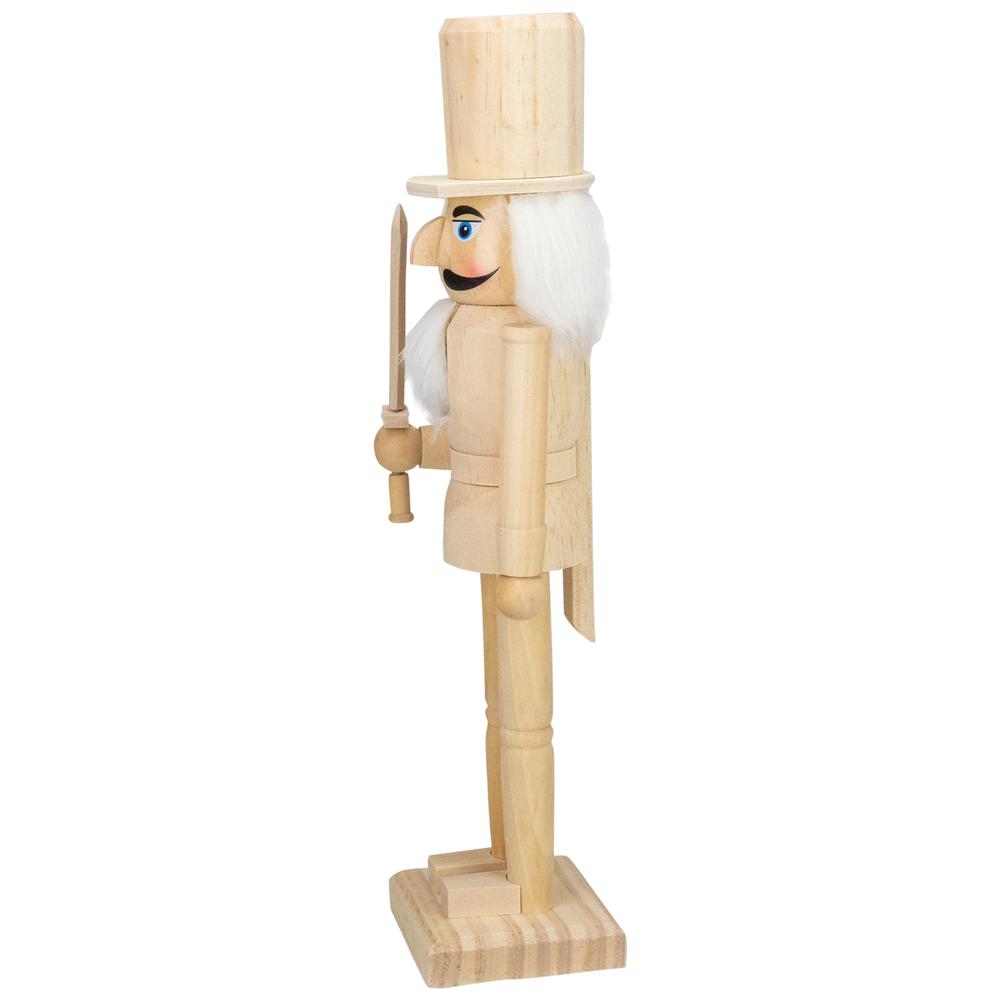 15" Unfinished Paintable Wooden Christmas Nutcracker with Sword. Picture 3