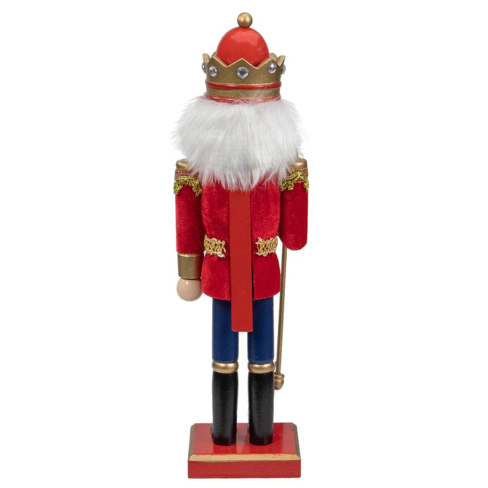 14" Red and Gold Traditional Christmas Nutcracker King with Scepter Tabletop Figurine. Picture 5
