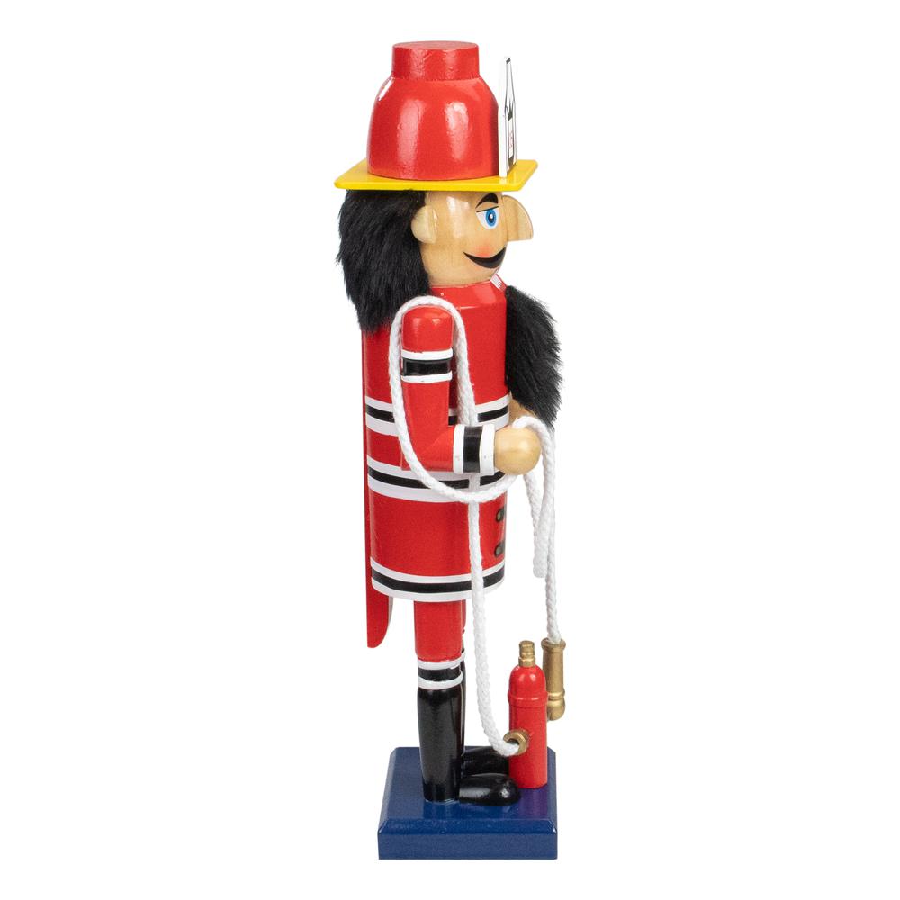 14 Red Wooden Fireman with Hose Christmas Nutcracker. Picture 3
