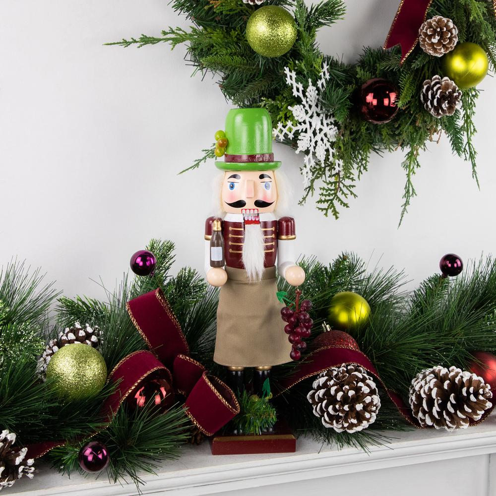 14" Green and Red Wine with Grapes Christmas Nutcracker. Picture 2