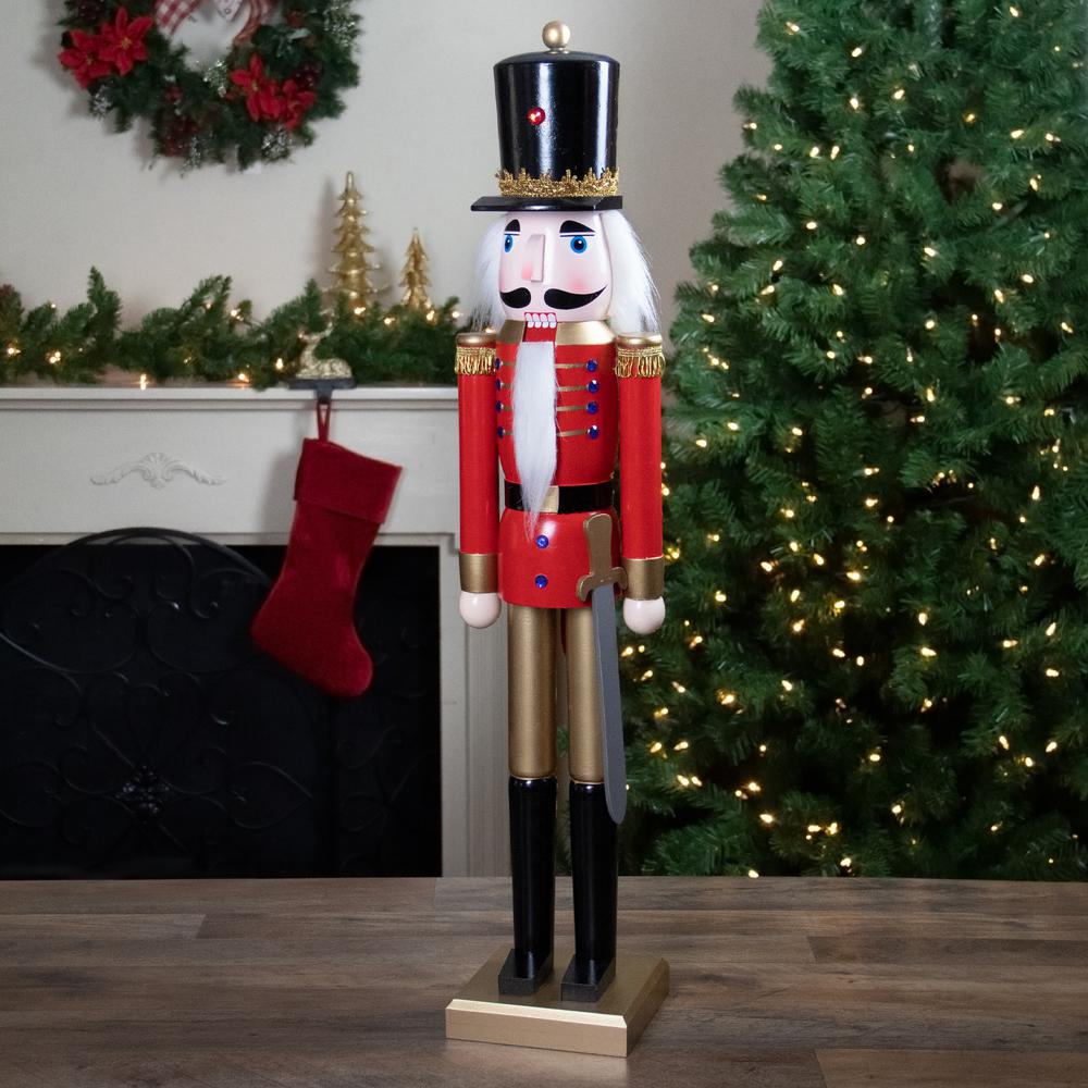 36" Red and Gold Christmas Soldier Nutcracker with Sword. Picture 2
