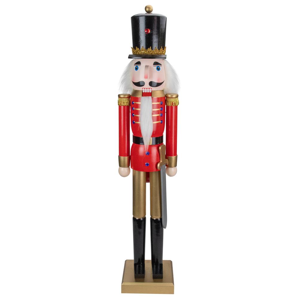 36" Red and Gold Christmas Soldier Nutcracker with Sword. Picture 1