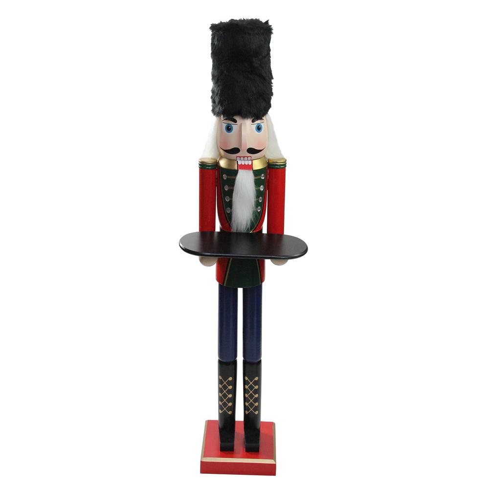 48.25" Red and Black Christmas Butler Nutcracker with Tray. Picture 1