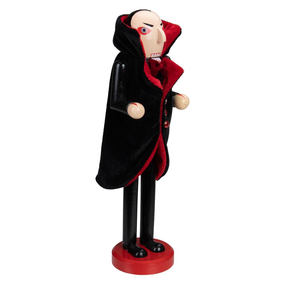 14" Black and Red Wooden Vampire Halloween Nutcracker. Picture 4