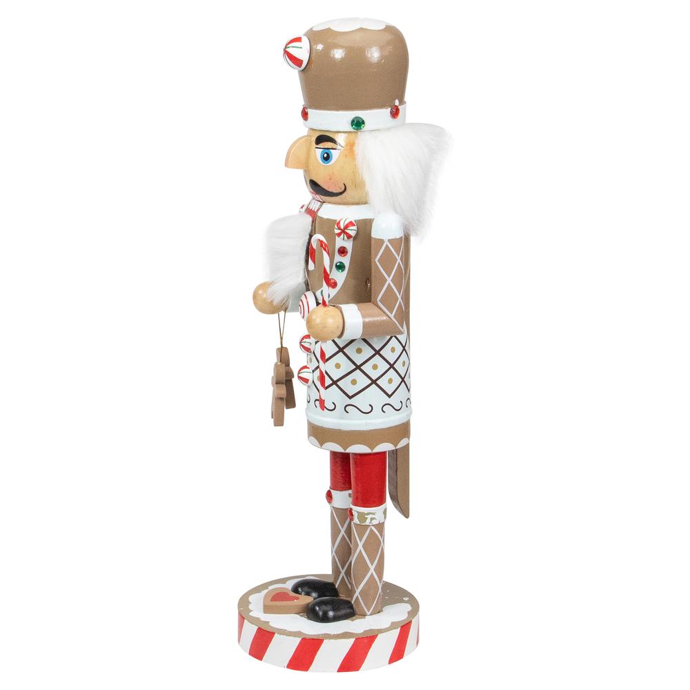 14" Beige and Red Gingerbread Chef Christmas Nutcracker. Picture 4