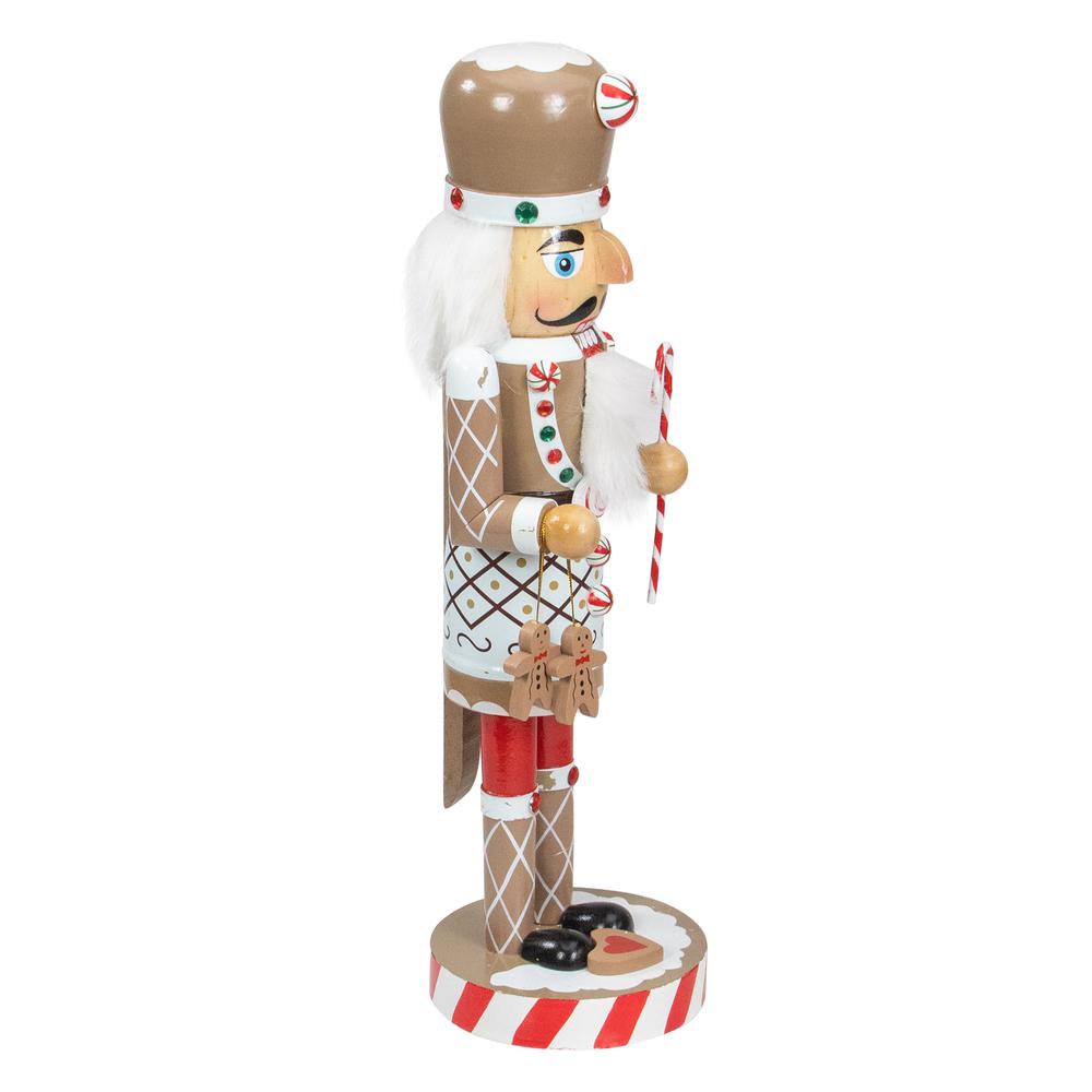 14" Beige and Red Gingerbread Chef Christmas Nutcracker. Picture 3