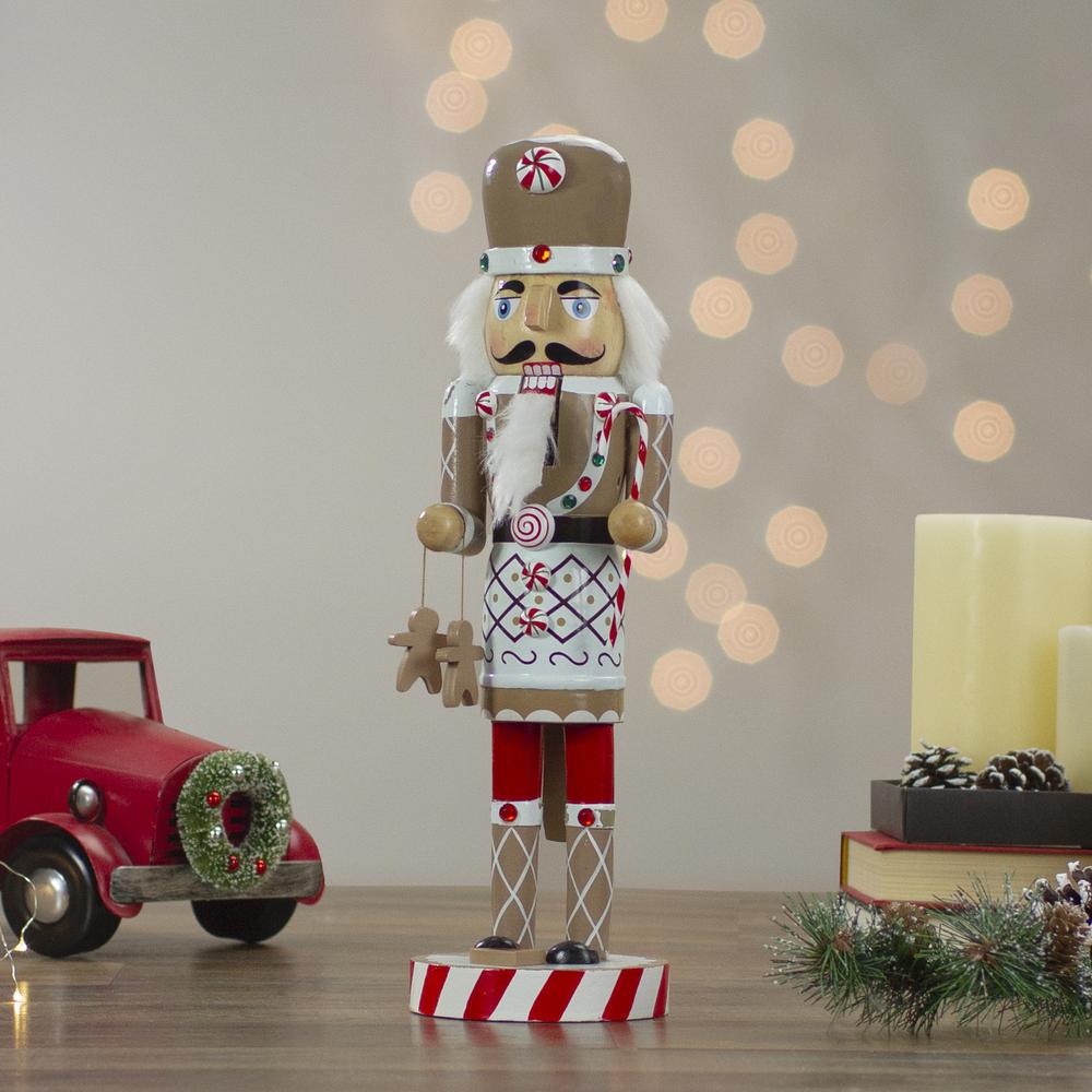 14" Beige and Red Gingerbread Chef Christmas Nutcracker. Picture 2