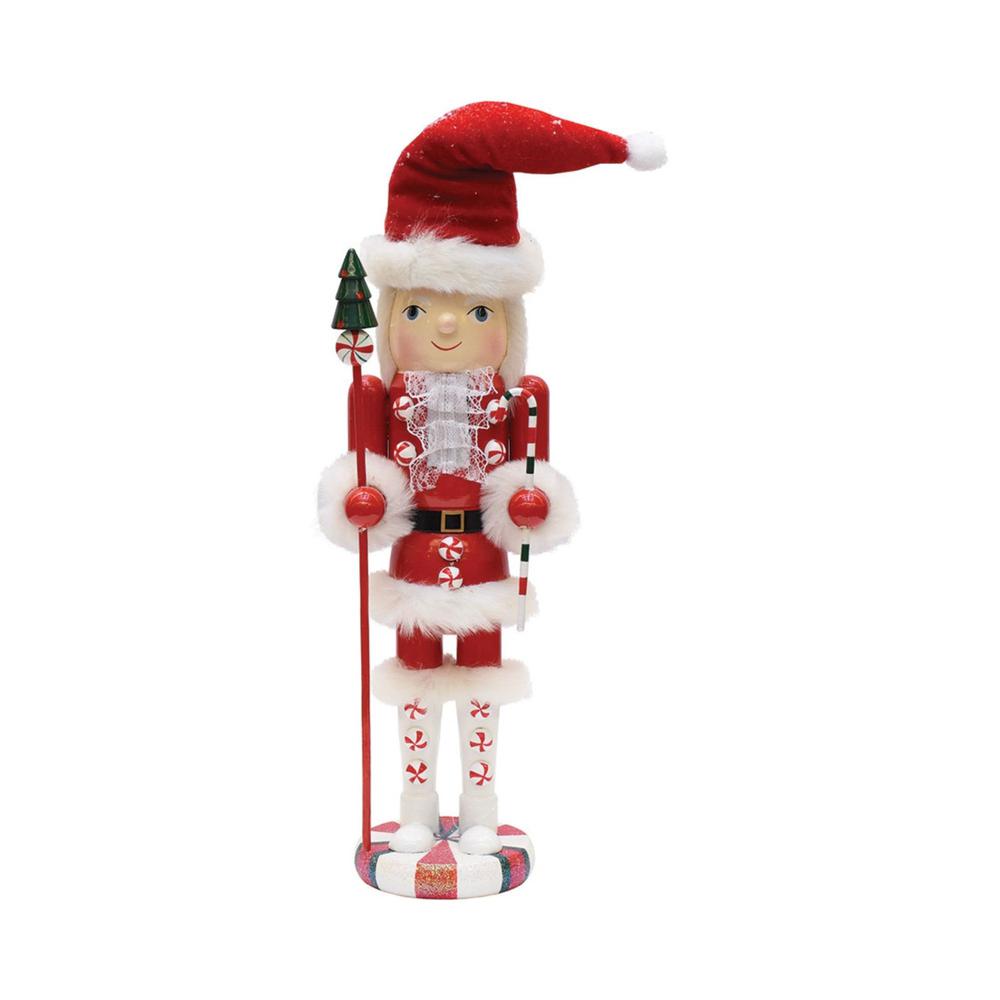 18.5" Red and White Mrs. Claus Christmas Nutcracker. Picture 1