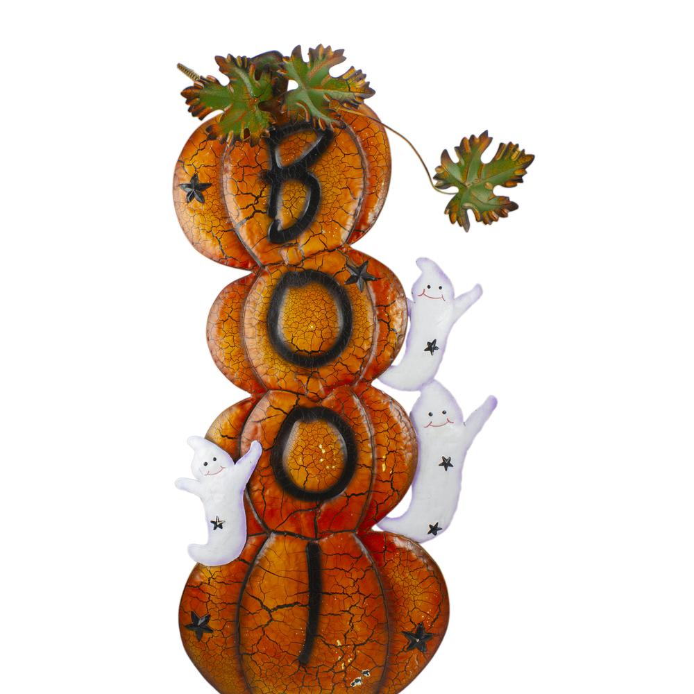 33" Orange and Black Stacked Pumpkins Outdoor Halloween Decoration. Picture 1