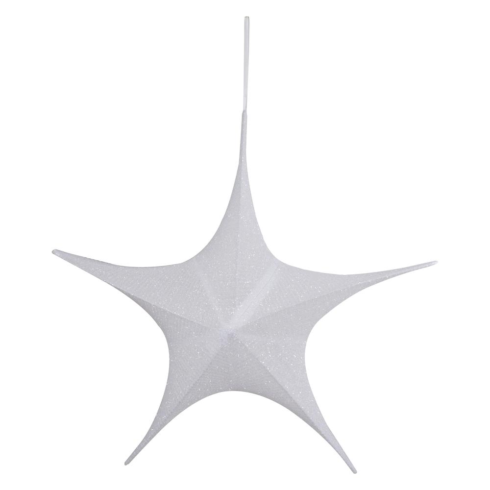 30" White Tinsel Foldable Christmas Star Outdoor Decoration. Picture 1