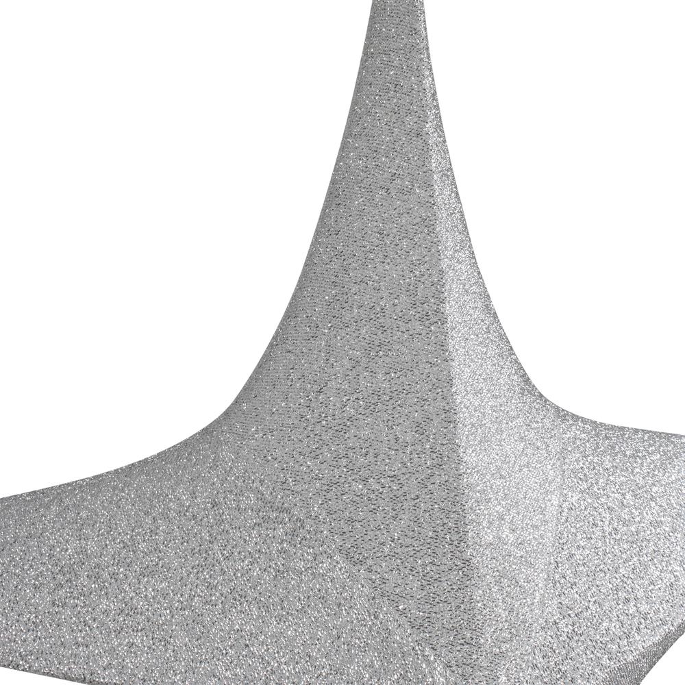 51" Silver Tinsel Foldable Christmas Star Outdoor Decoration. Picture 4