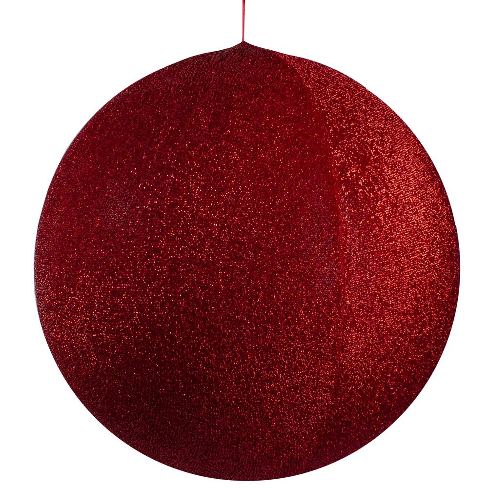 27.5" Red Tinsel Inflatable Christmas Ball Ornament Outdoor Decoration. Picture 1