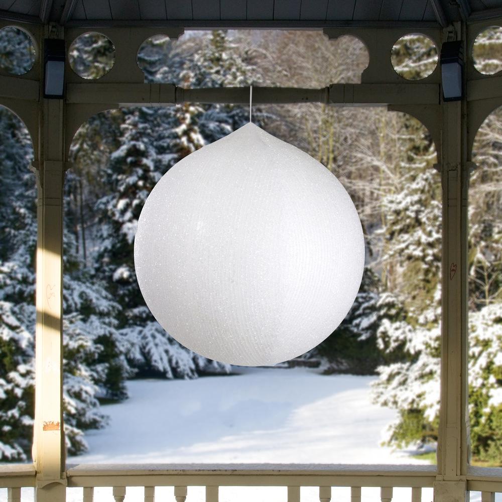 19.5-inch White Tinsel Inflatable Christmas Ball Ornament Outdoor Decor. Picture 2