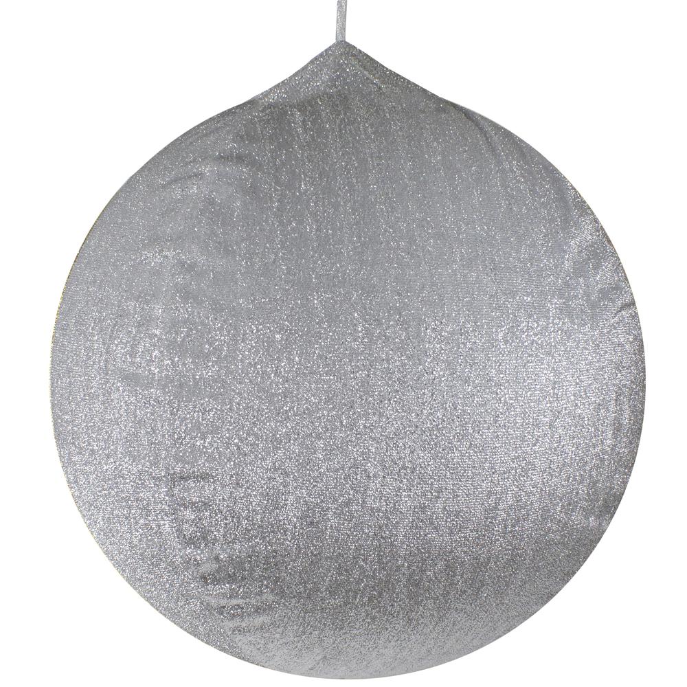 27.5" Silver Tinsel Inflatable Christmas Ball Ornament Outdoor Decoration. Picture 1