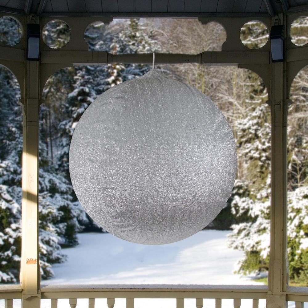 27.5" Silver Tinsel Inflatable Christmas Ball Ornament Outdoor Decoration. Picture 2