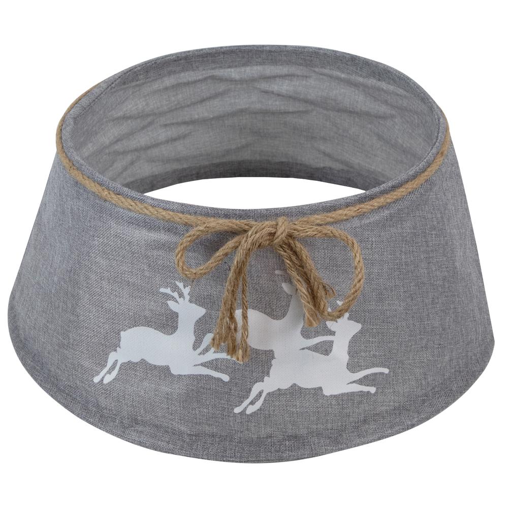 22" Gray with White Reindeer Christmas Tree Collar. Picture 1