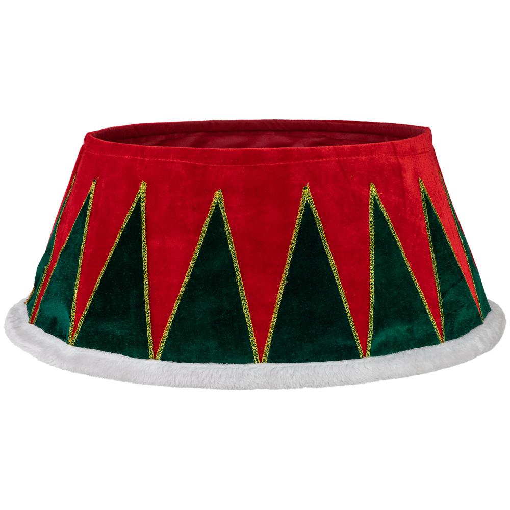 25" Red and Green Drum with White Trim Christmas Tree Collar. Picture 1