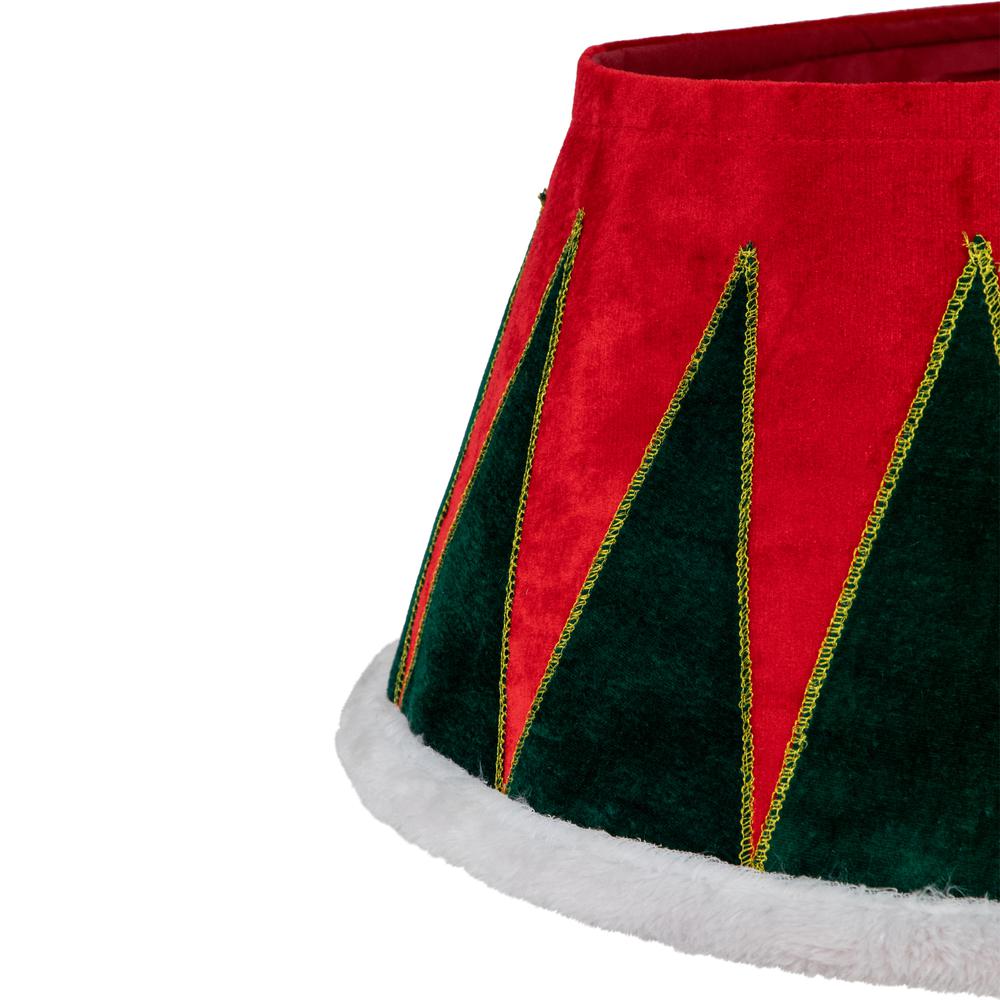 25" Red and Green Drum with White Trim Christmas Tree Collar. Picture 3