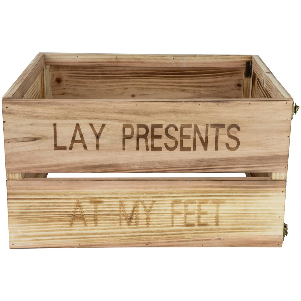 18" Wood Crate "Lay Presents at My Feet" Christmas Tree Collar. Picture 1