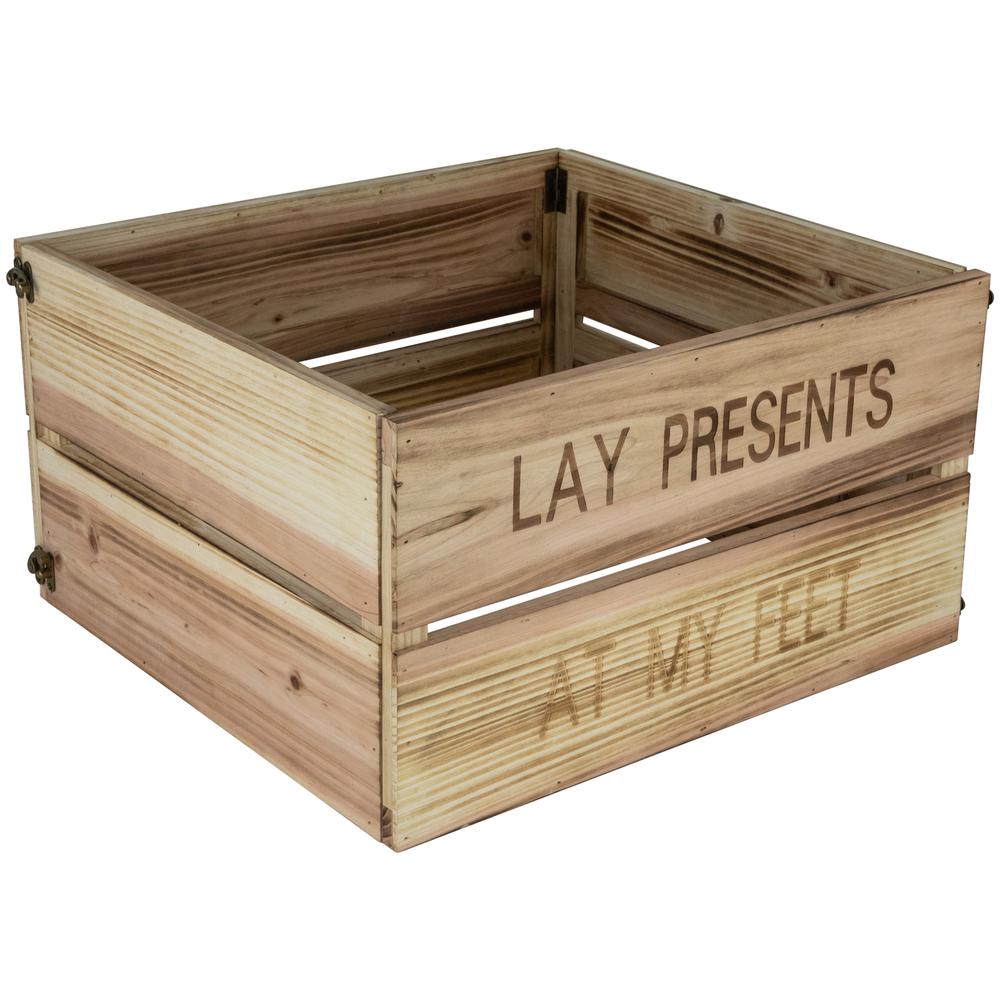 18" Wood Crate "Lay Presents at My Feet" Christmas Tree Collar. Picture 3
