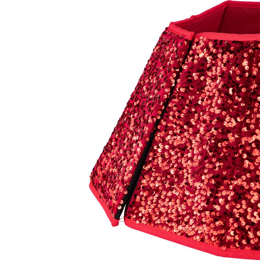 26" Red Sequins Hexagonal Christmas Tree Collar. Picture 3