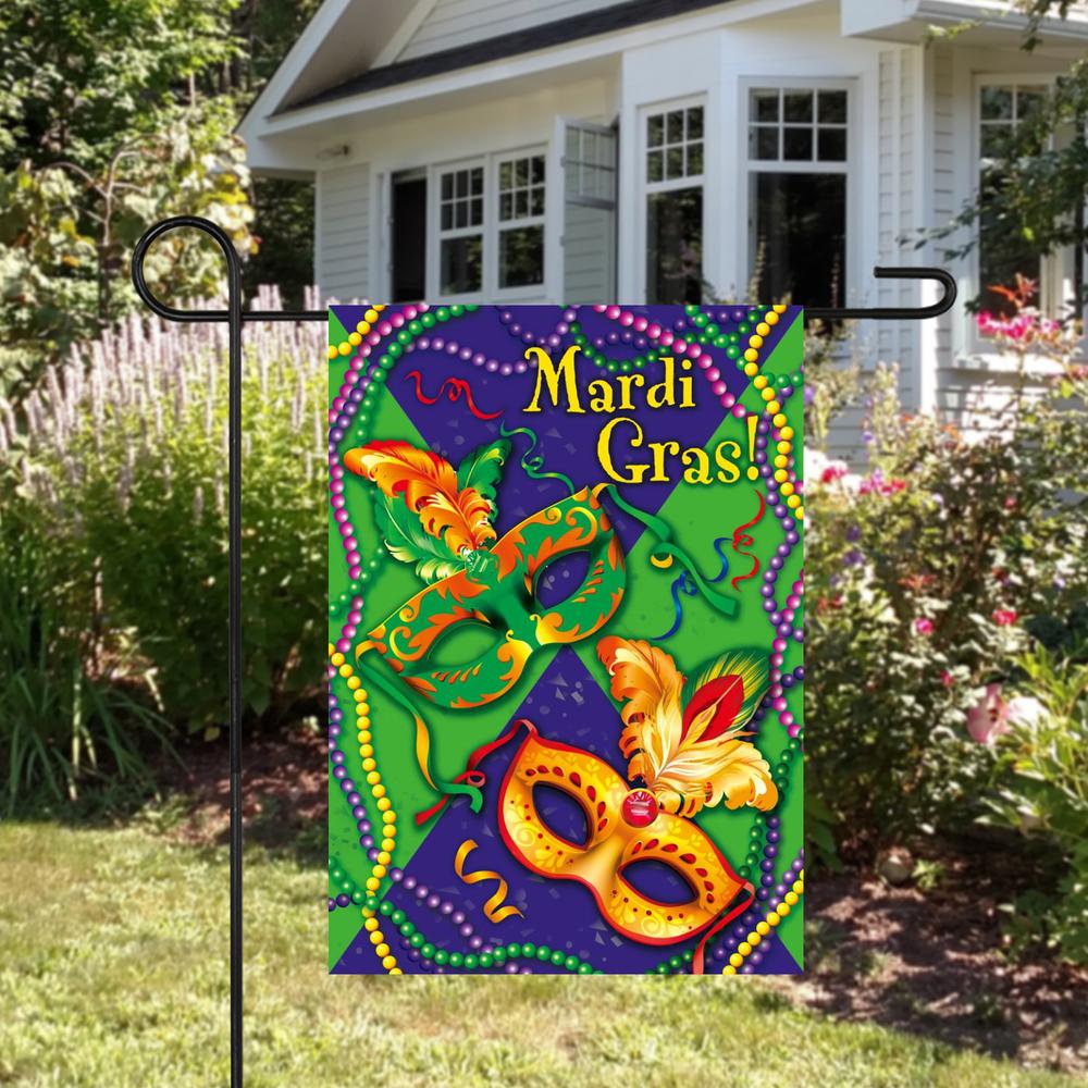 Mardi Gras Beads Outdoor Garden Flag 18" x 12.5". Picture 2