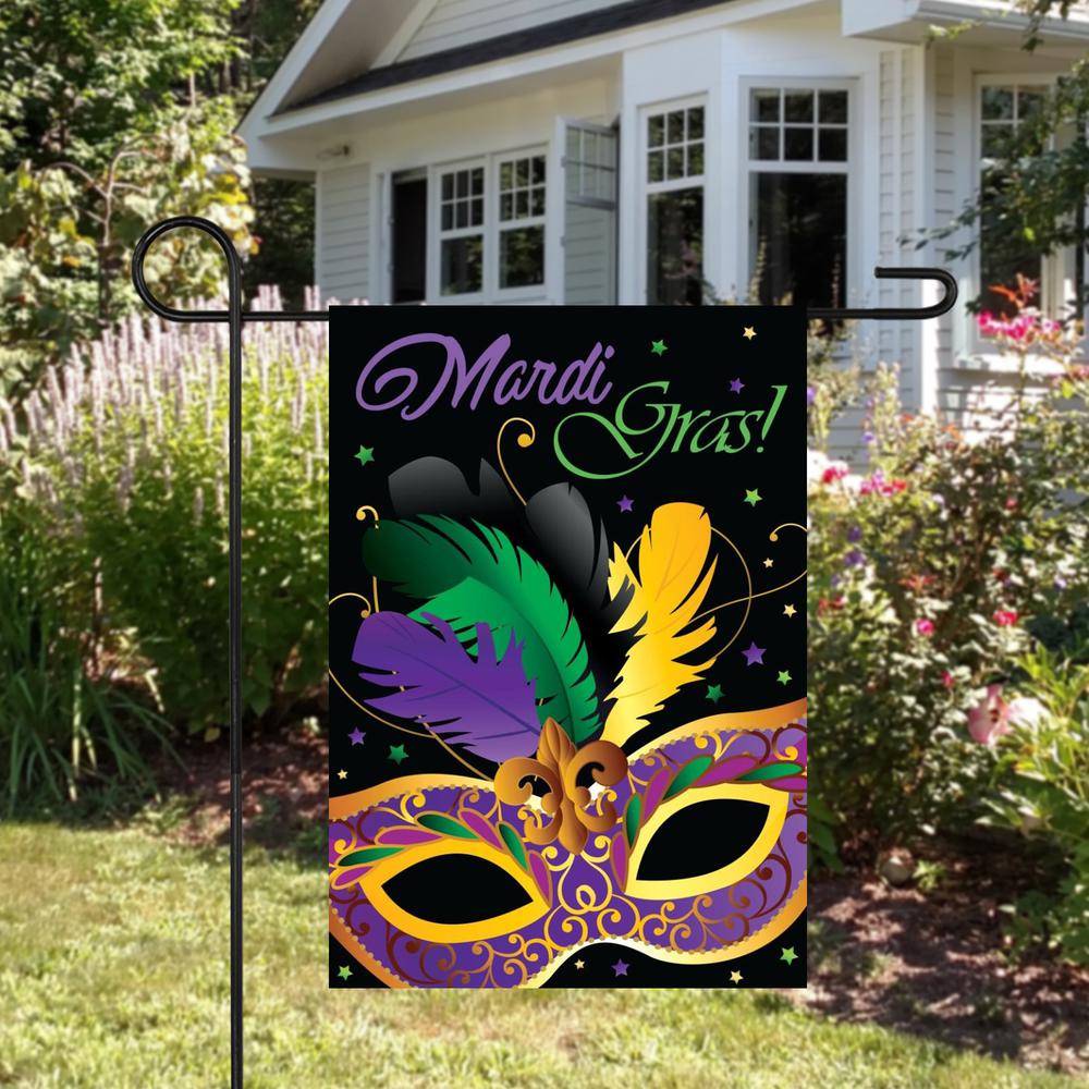 Mardi Gras Mask Outdoor Garden Flag 18" x 12.5". Picture 2