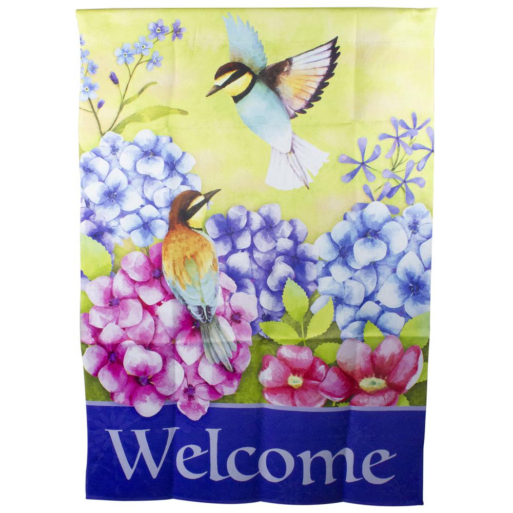 Welcome Floral Hummingbird Outdoor House Flag 28" x 40". Picture 2