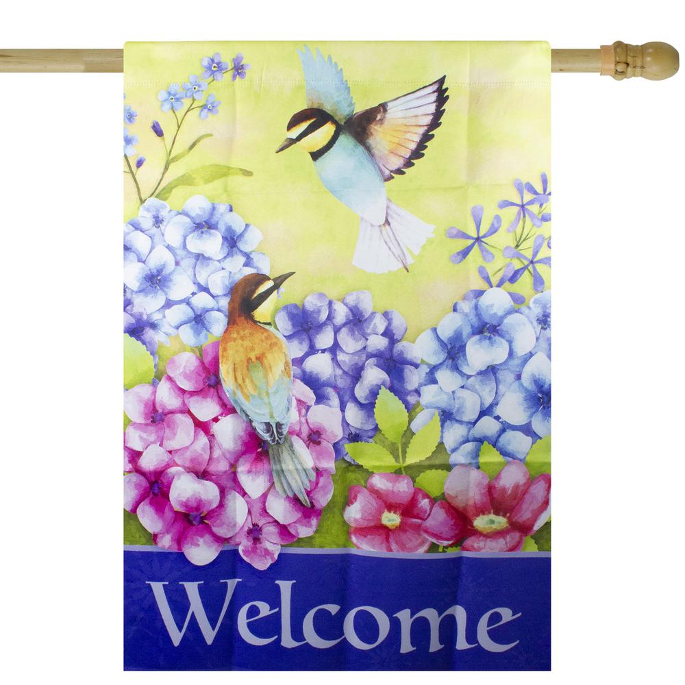 Welcome Floral Hummingbird Outdoor House Flag 28" x 40". Picture 1