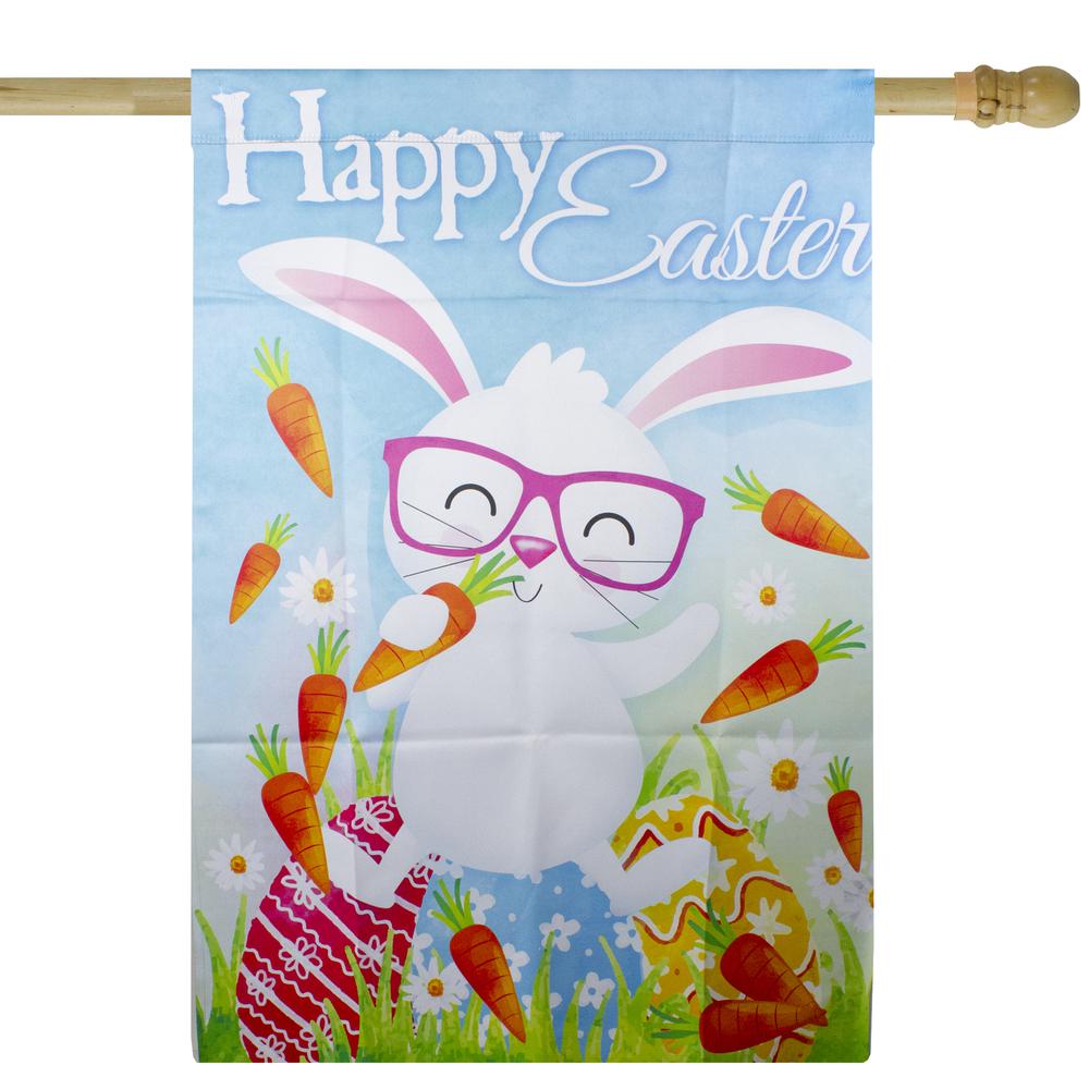 Happy Easter Bunny with Carrots Outdoor House Flag 28" x 40". Picture 1