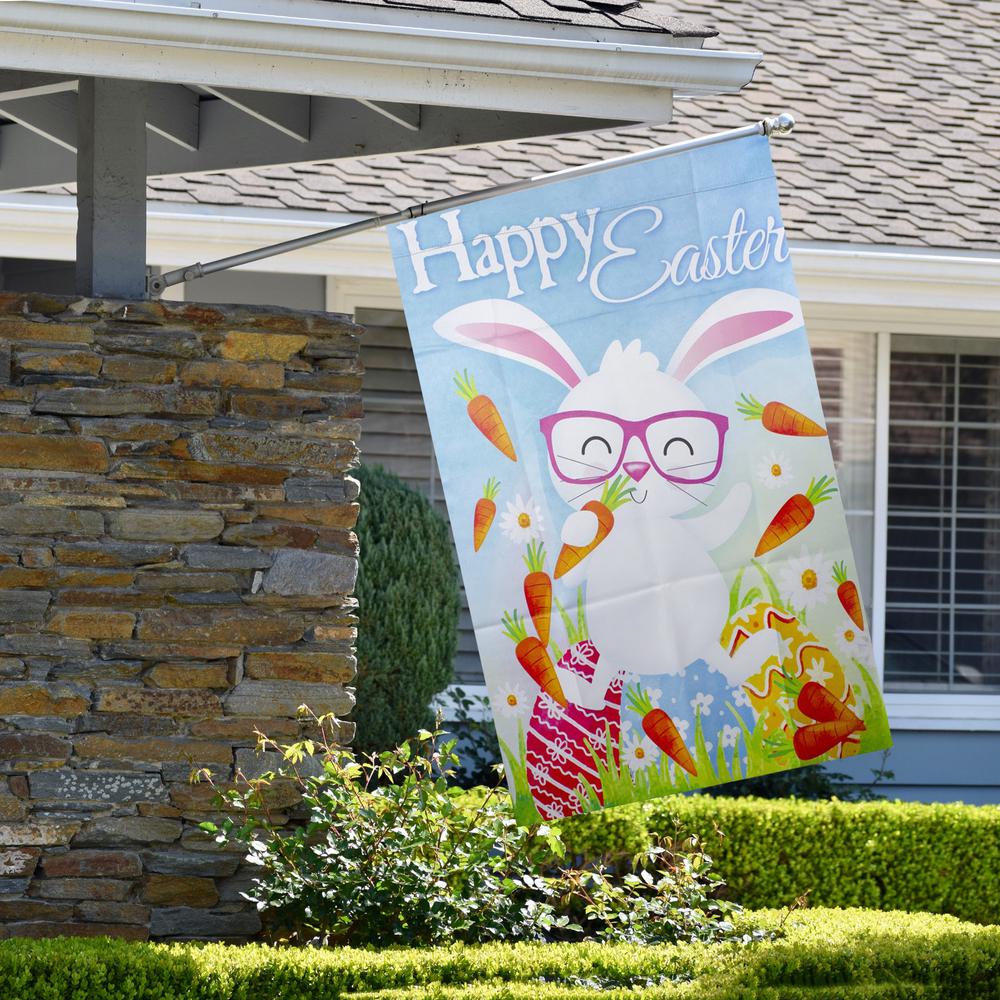 Happy Easter Bunny with Carrots Outdoor House Flag 28" x 40". Picture 2
