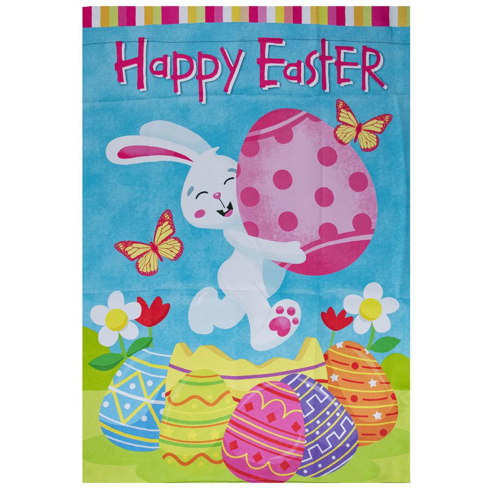 Happy Easter Bunny with Eggs Outdoor House Flag 28" x 40". Picture 1