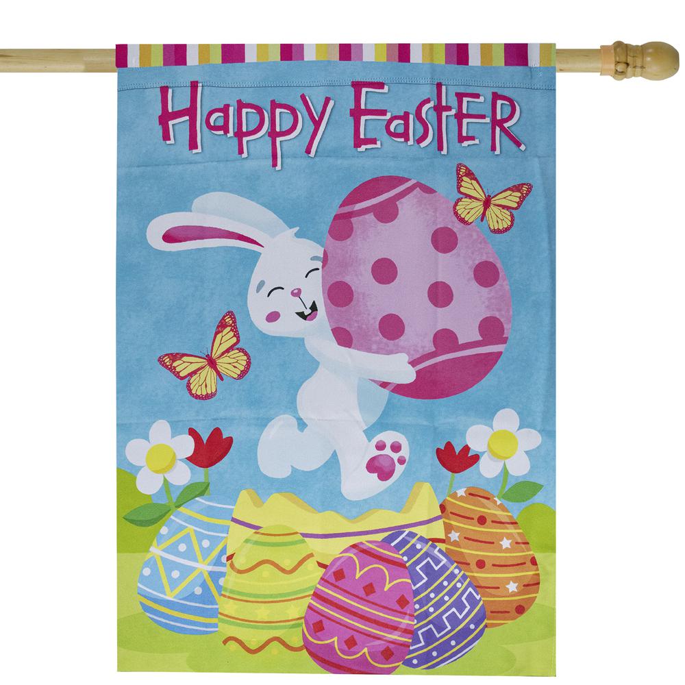 Happy Easter Bunny with Eggs Outdoor House Flag 28" x 40". Picture 2