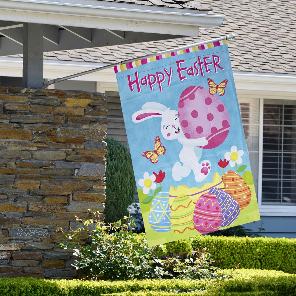 Happy Easter Bunny with Eggs Outdoor House Flag 28" x 40". Picture 3